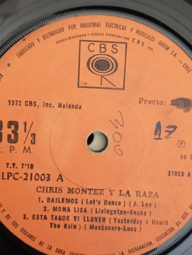 Vinilo Single Chris Montez -y La Raza - Bailemos ( H71-u180 (Usado)