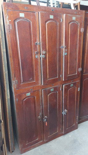 Antiguo Armario Lockers Guardado 6 Puertas. Madera. Original