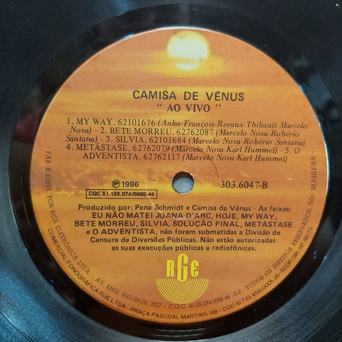 Imagem 6 de 6 de Vinil Lp Camisa De Vênus Ao Vivo