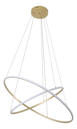 Lustre Pendente Moderno 2 Aros Anéis Led 65w Inverse 60/80cm Cor Dourado 110V/220V