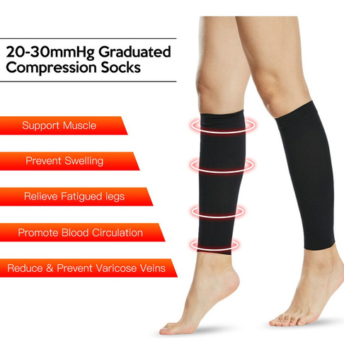 1 Par De Calcetines Hombre Mujer 20-30mmhg Medias Mangas Par