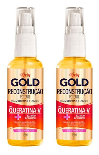 Queratina Niely Gold Liquida Spray 120ml - Kit Com 2un