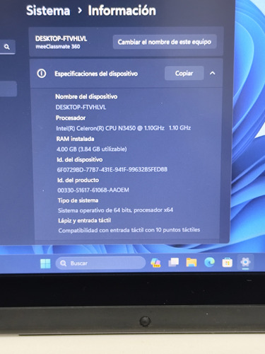 Laptop Meebox Meeclassmate 360 11,6 Wifi 128gb, 4gb Ram Negro Con Blanco (Usado)