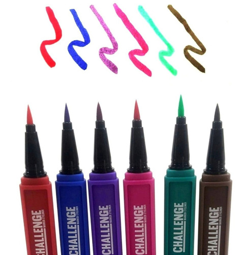 Delineador Marcador Fibra Pincel Ojos 6 Colores Pink 21