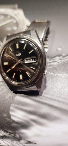 Reloj Pulsera Antiguo Seiko Hombre Plateado Gris Negro (Usado)