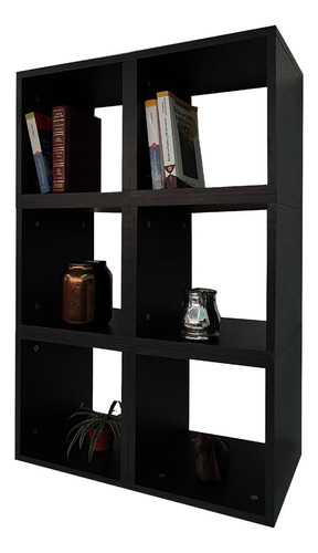 Librero Decomobil Alicent Minimalista 6 Estantes Mdf Color Negro Mate