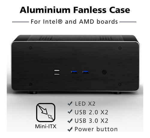Akasa Maxwell Pro Plus, Case Mini-itx Sin Ventilador De Alum