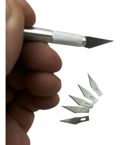 Imagen 2 de 5 de Cutter Bisturi Trincheta Metal Set + 6 Cuchillas + Capuchon