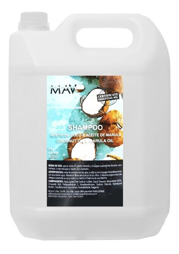 Shampoo Coconut Y Marula Mav 5lt