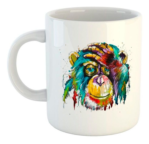 Taza De Ceramica Mono Pintura Acuarela Art