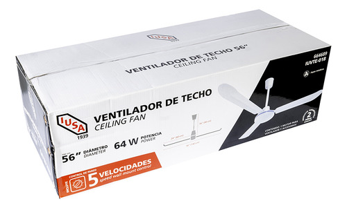 Ventilador De Techo Ius 3 Palas Color Blanco 127v