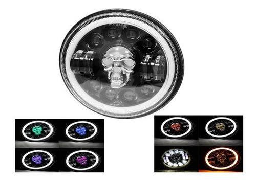 Faro 12 Led 7 PuLG Ojo Ángel Calavera Rgb Moto Jeep Vocho