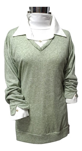 Remera Sweater Lanilla Superpuesta Camisa Grandes Especiales
