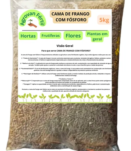 Adubo Orgânico Agrovan Fértil Cama Frango Com Fósforo Frutíferas Hortaliças Jardim 5kg Crescimento Fortificação Floração Enraizamento Todas As (culturas Em Geral)