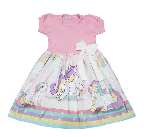 Vestido Infantil Unicórnio Manga Curta Temático Fab2