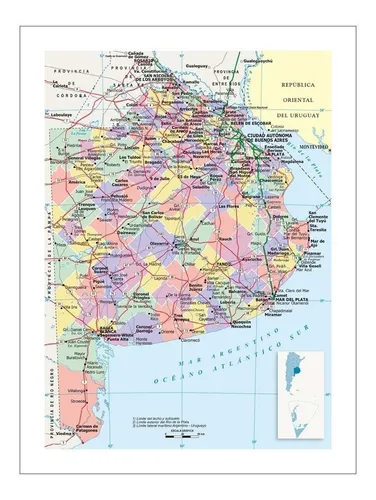Lamina Fine Art Mapa Politico Buenos Aires 60x80 M Y C
