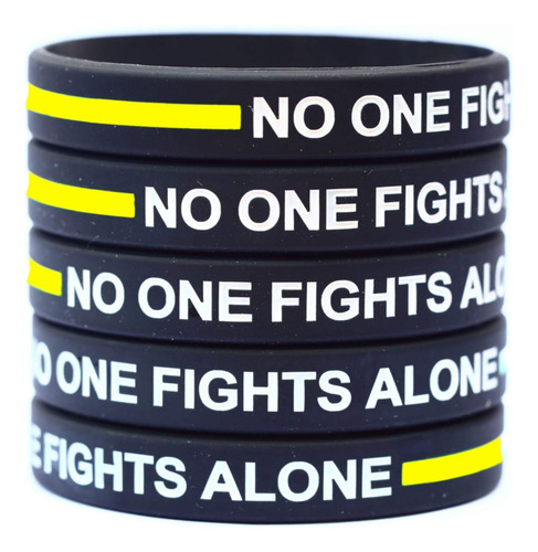 5 Pulsera Fina Linea Amarilla Texto Ingl  No One Fights