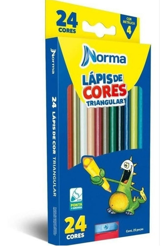 Lápis De Cor Norma 24 Cores Triangular Com Apontador