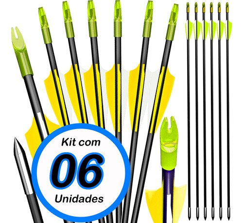 06 Flechas Vixion Pulse Carbono Para Arco E Flecha A26 (x) Amarelo