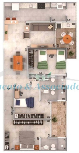 Imagem 12 de 15 de Partamento Para Venda Na Vila Caiçara Em Praia Grande Sp, 02 Dormitórios Sendo 01 Suíte, Varanda Gourmet, 02 Vagas De Garagem. Entrega Dez 21 - Ap02129 - 68562154