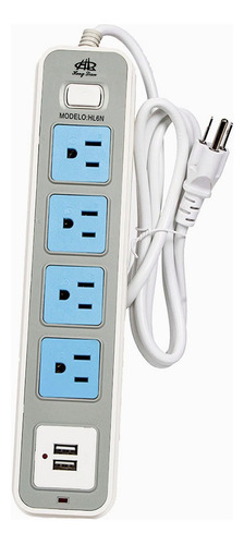 Barra Multicontacto Extensión Con 2 Puertos Usb 4 Enchufes Color Blanco