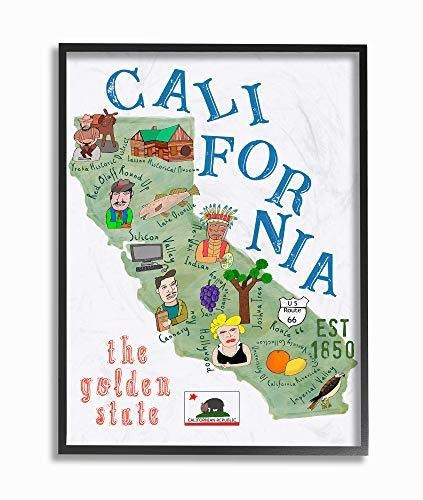 Stupell Industries California The Golden State Illustrated M