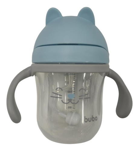 Copo Com Alça Removível Gatinho Buba Azul 220ml