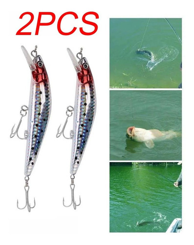 2pc 12 Cm Pesca Carga Eléctrica Minnow Señuelo Flotante Se