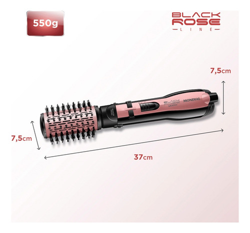 Escova 5 Em 1 Rotativa Mondial Er-10 1200w Black Rose 127v