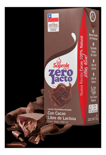 Leche Zero Lacto Chocolate Soprole 200ml(12 Unidades) Super