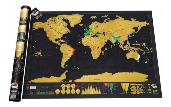 Póster de mapa del mundo para rascar de lujo con mapa gigante del mundo