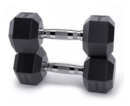 Mancuernas Hexagonales Par Pesas Recubierta 15lb Gym Caucho Color Negro