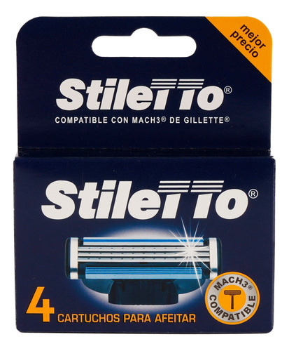 Stiletto® Repuesto 3 Hojas Compatible Con Mach3®de Gillette®