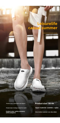 Sandalias De Playa Tejidas Para Hombre, Zapatos Casuales De