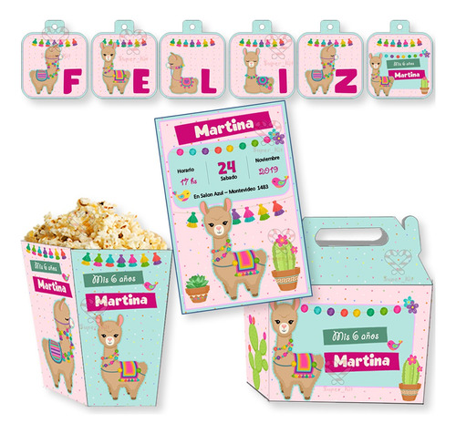 Kit Imprimible Llamas Y Cactus Mod 2 Llamita Editable