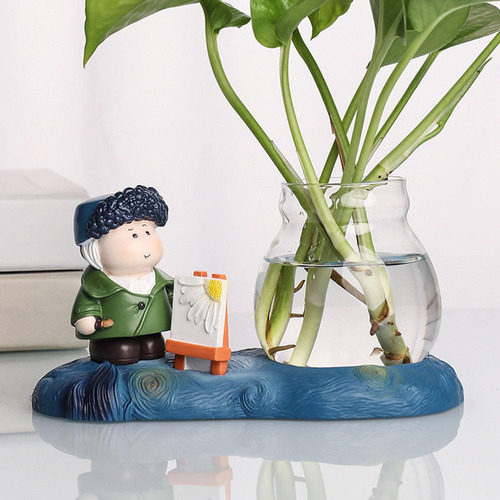 . Resina Hydroponics Planter Bombilla Florero Encimera Chico