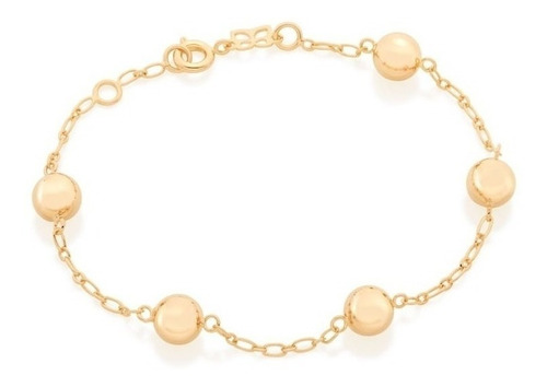 Pulseira Rommanel De Bolinha Banhada A Ouro 18k 550640 Comprimento 19 cm Cor Dourado