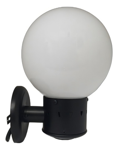 Arandela Luminária De Parede C/ Globo De Vidro Leitoso Preto 127/220V