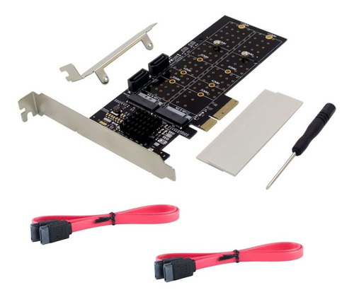 Controladora Pcie Sata Para 4 Discos 6gbps Amitosai M.2 Raid