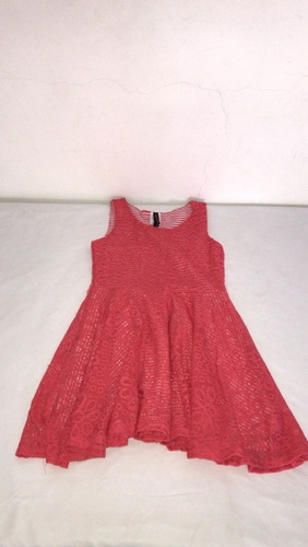 Vestido De Salir Color Rosado Con Diseño Talla 10 Marca H&m