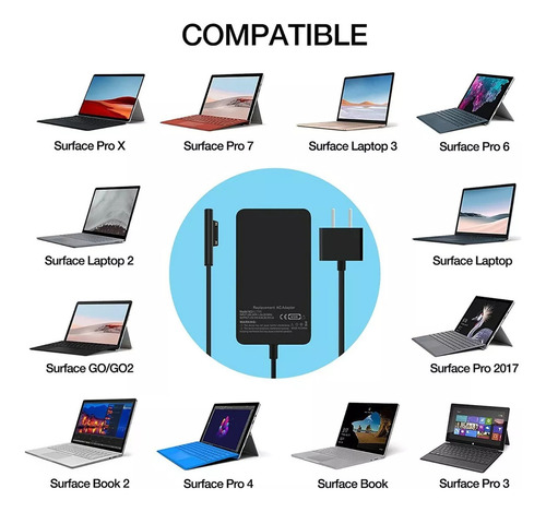 Cargador Microsoft Surface Pro 4/5/6/7/8/9/x 65w 15v 4a