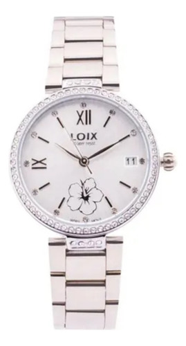 Reloj Loix L1150 Pulso Acero Calendario Plateado