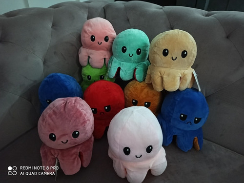 Pulpo Reversible Peluche 20cm Estado De Ánimo Colores Regalo