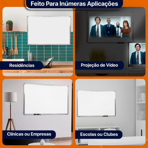 Quadro Branco 100x70 Grande Magnético De Alumínio 4 Canetas