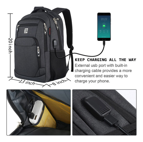 Mochila Delgada Impermeable 15.6 Y 17 Pulgadas