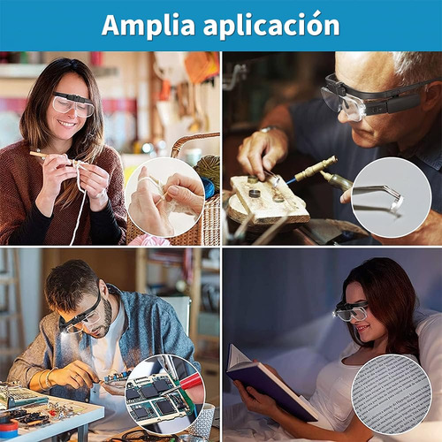 Gafas Lentes Lupa Recargables Usb, Lupa Con Luz Led, Lentes