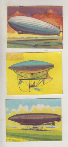 1957 Antiguos Dirigibles 3 Tarjetas Unicas De Album Uruguay