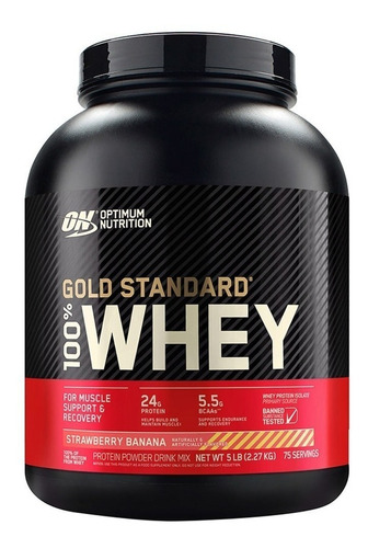 Suplemento en polvo Optimum Nutrition  Proteína Gold Standard 100% Whey proteína sabor strawberry banana en pote de 2.27kg