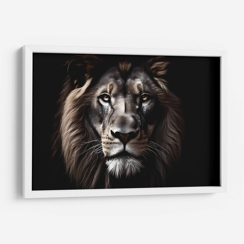 Cuadro Enmarcado Blanco La Cara Del Leon 75x50, Pat G