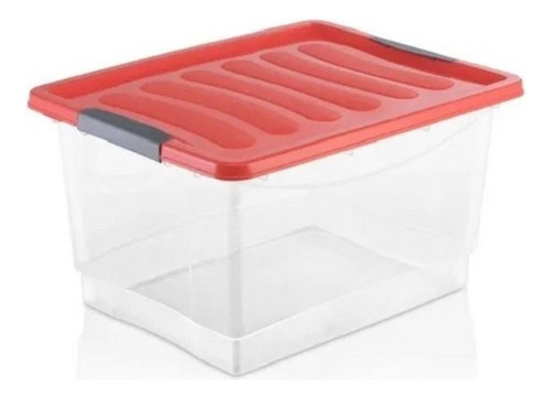 Organizador Plastico X4 Transparente Con Tapa 12 Litros Deco